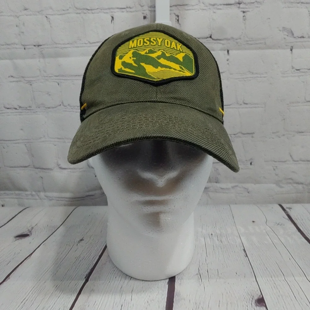 Mossy Oak Hat Cap Snap Back Adjustable Green Gold Pre Owned HT 96 86